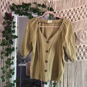 sage green half long sleeve top